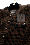 CHANEL 96A Vintage Brown Black Houndstooth Dress Coat 38 シャネル ヴィンテージ ブラウン ブラック 千鳥格子 ココボタン ワンピース コート 即発
