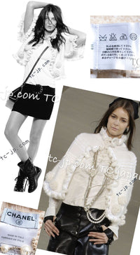 CHANEL 06A Ivory Creme Cashmere Mohair Cape Cardigan 38 46 48 50 シャネル カシミア モヘア アイボリー クリーム ポンチョ ケープ カーディガン 即発