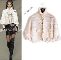 CHANEL 06A Ivory Creme Cashmere Mohair Cape Cardigan 38 46 48 50 シャネル カシミア モヘア アイボリー クリーム ポンチョ ケープ カーディガン 即発