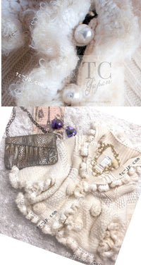 CHANEL 06A Ivory Creme Cashmere Mohair Cape Cardigan 38 46 48 50 シャネル カシミア モヘア アイボリー クリーム ポンチョ ケープ カーディガン 即発