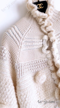 CHANEL 06A Ivory Creme Cashmere Mohair Cape Cardigan 38 46 48 50 シャネル カシミア モヘア アイボリー クリーム ポンチョ ケープ カーディガン 即発