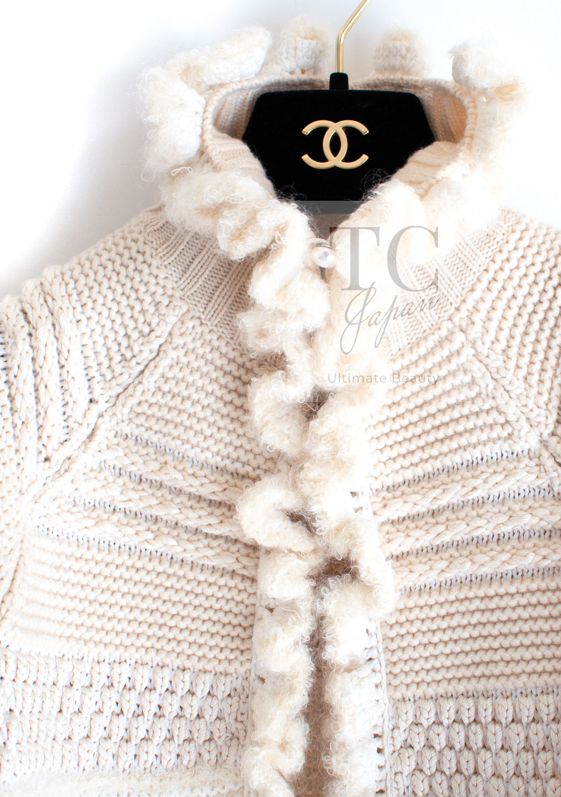 CHANEL 06A Ivory Creme Cashmere Mohair Cape Cardigan 38 46 48 50 シャネル カシミア モヘア アイボリー クリーム ポンチョ ケープ カーディガン 即発