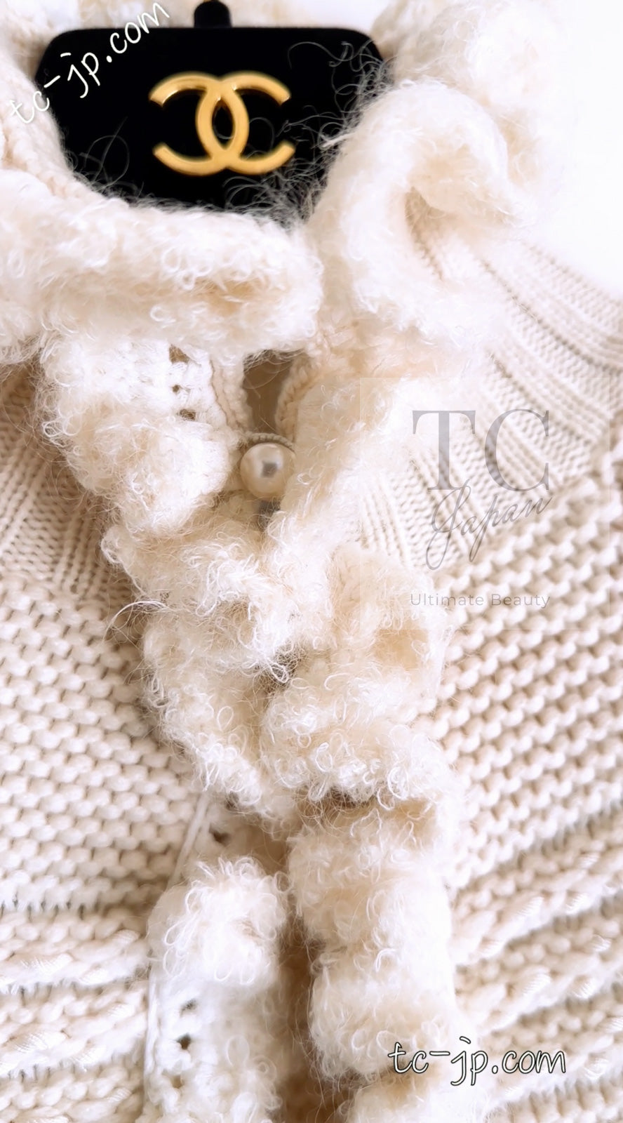 CHANEL 06A Ivory Creme Cashmere Mohair Cape Cardigan 38 46 48 50 シャネル カシミア モヘア アイボリー クリーム ポンチョ ケープ カーディガン 即発