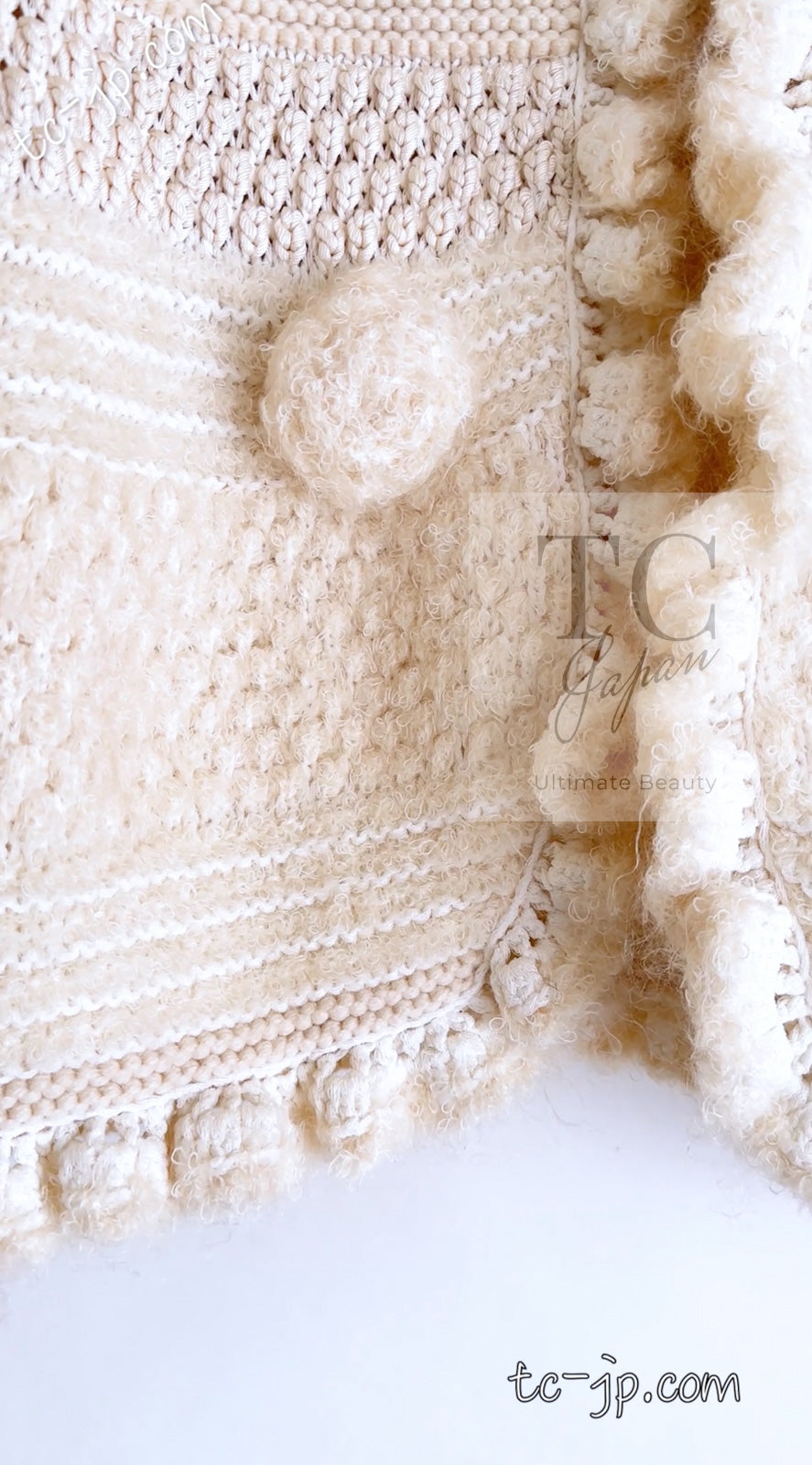 CHANEL 06A Ivory Creme Cashmere Mohair Cape Cardigan 38 46 48 50 シャネル カシミア モヘア アイボリー クリーム ポンチョ ケープ カーディガン 即発