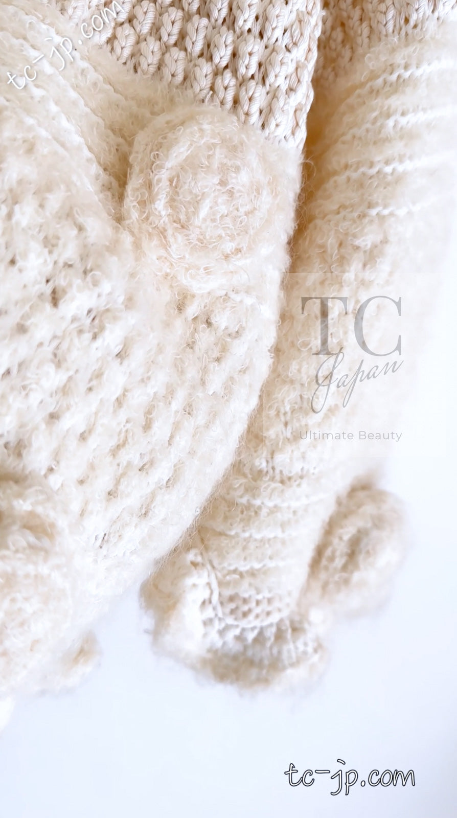 CHANEL 06A Ivory Creme Cashmere Mohair Cape Cardigan 38 46 48 50 シャネル カシミア モヘア アイボリー クリーム ポンチョ ケープ カーディガン 即発