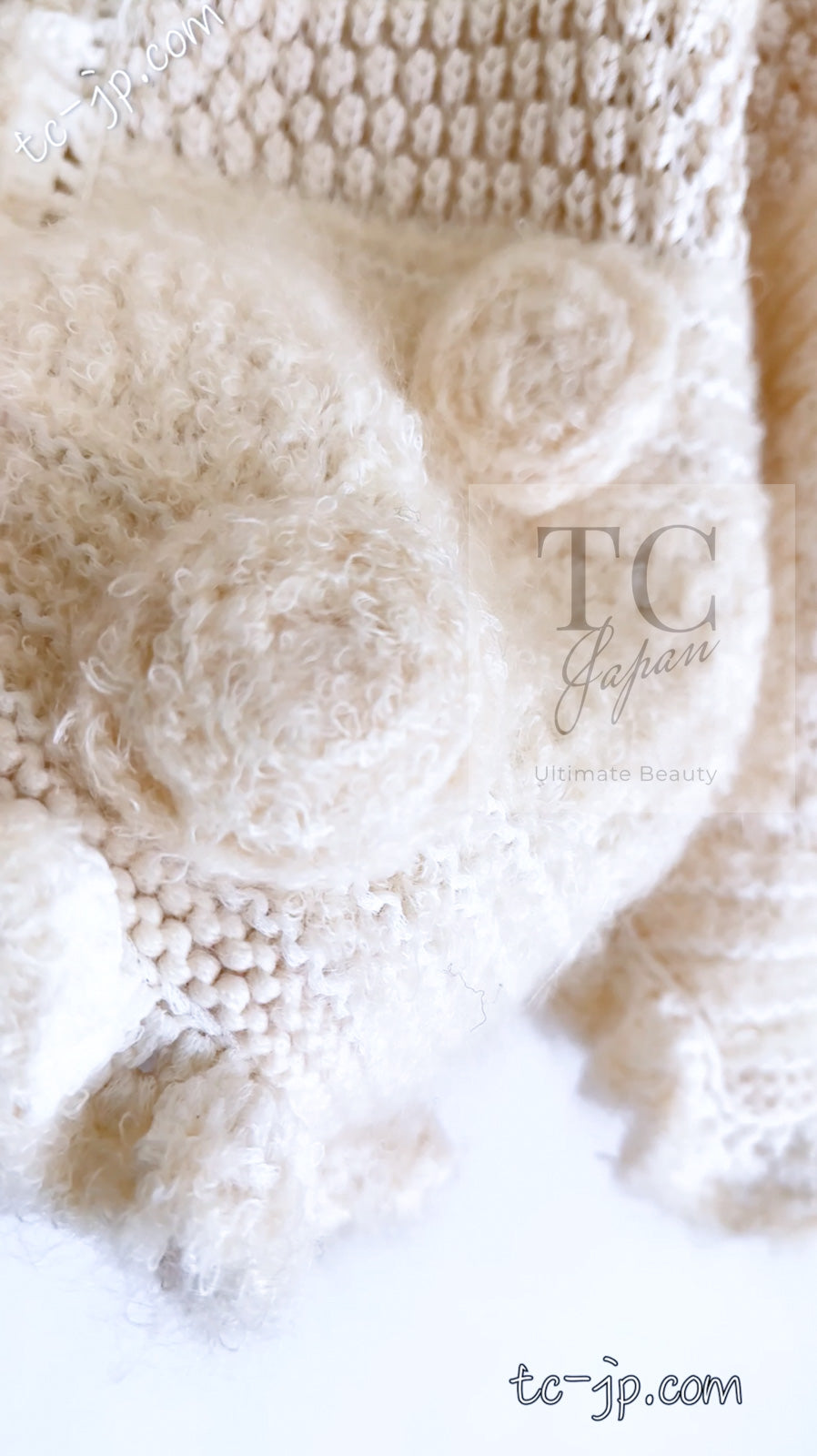 CHANEL 06A Ivory Creme Cashmere Mohair Cape Cardigan 38 46 48 50 シャネル カシミア モヘア アイボリー クリーム ポンチョ ケープ カーディガン 即発