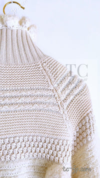CHANEL 06A Ivory Creme Cashmere Mohair Cape Cardigan 38 46 48 50 シャネル カシミア モヘア アイボリー クリーム ポンチョ ケープ カーディガン 即発