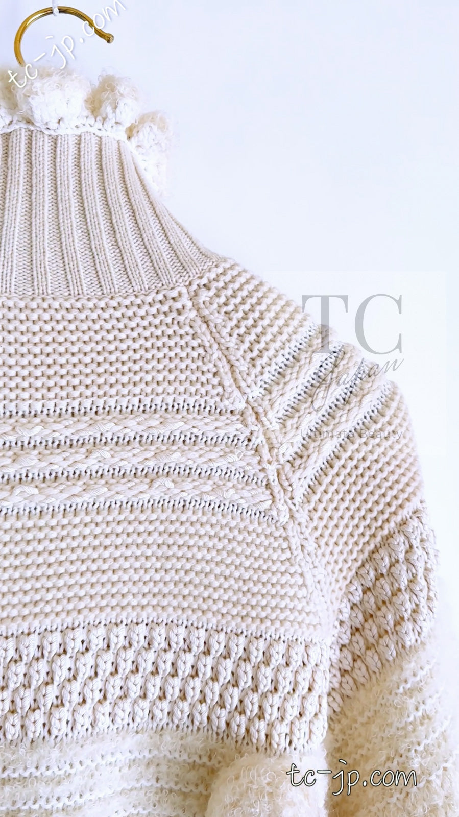 CHANEL 06A Ivory Creme Cashmere Mohair Cape Cardigan 38 46 48 50 シャネル カシミア モヘア アイボリー クリーム ポンチョ ケープ カーディガン 即発