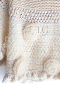 CHANEL 06A Ivory Creme Cashmere Mohair Cape Cardigan 38 46 48 50 シャネル カシミア モヘア アイボリー クリーム ポンチョ ケープ カーディガン 即発