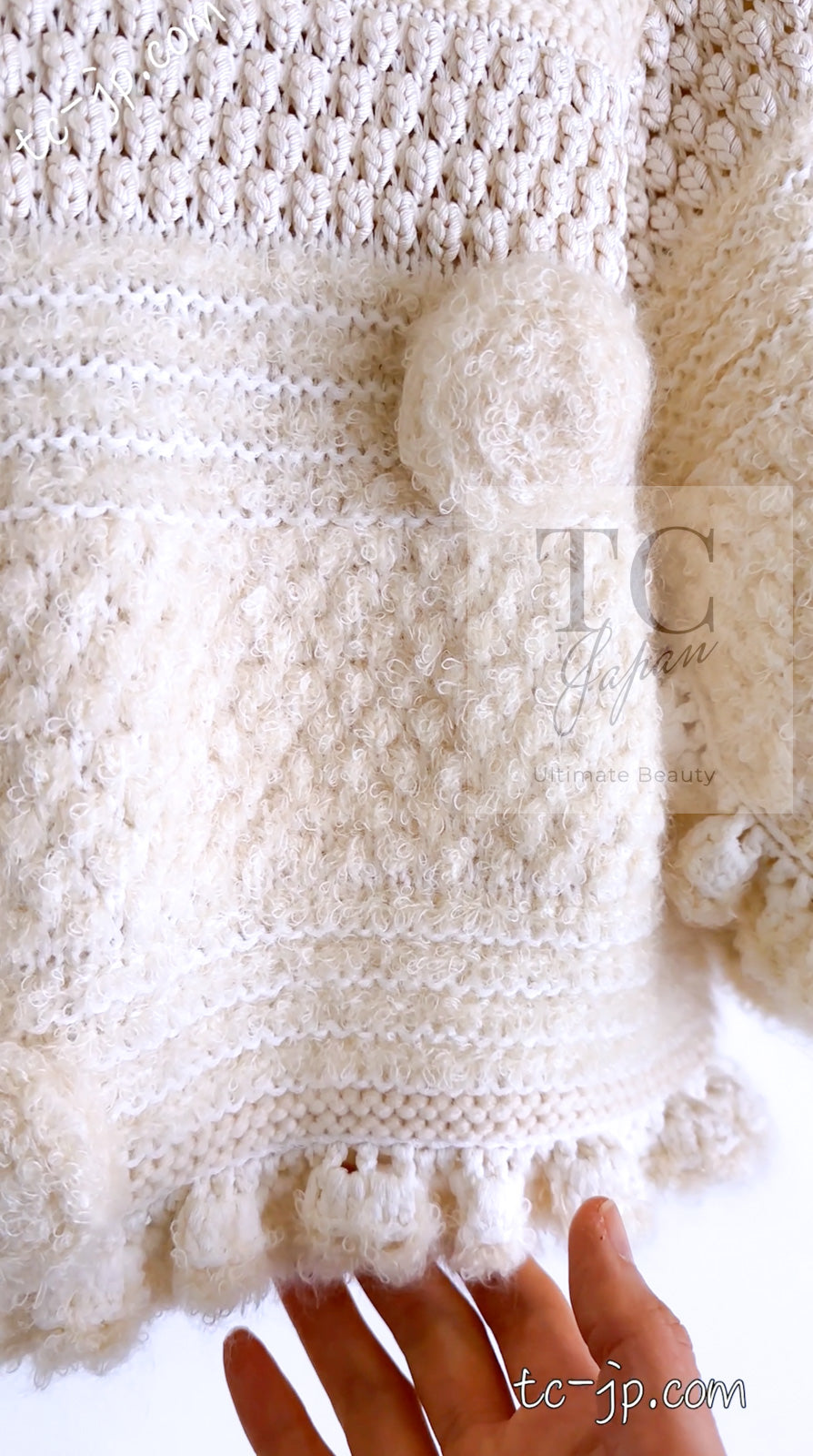 CHANEL 06A Ivory Creme Cashmere Mohair Cape Cardigan 38 46 48 50 シャネル カシミア モヘア アイボリー クリーム ポンチョ ケープ カーディガン 即発