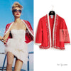 CHANEL 10S Red Pearl Trimming Cashmere 100% Knit Cardigan 38 40 シャネル レッド 豪華 パールトリミング カシミア100% ニット カーディガン 即発