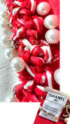 CHANEL 10S Red Pearl Trimming Cashmere 100% Knit Cardigan 38 40 シャネル レッド 豪華 パールトリミング カシミア100% ニット カーディガン 即発