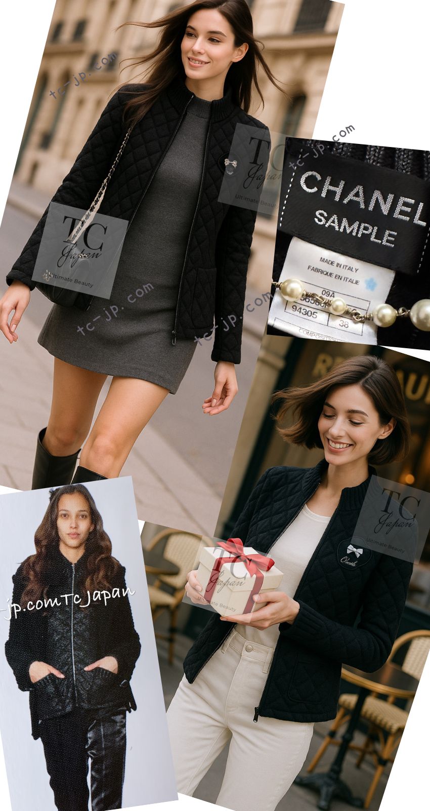 CHANEL 09A Black Quilted Wool Jacket Cardigan Blouson 38 シャネル ブラック キルト ウール ジャケット カーディガン ブルゾン 即発