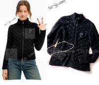 CHANEL 09A Black Quilted Wool Jacket Cardigan 36 38 40 シャネル ブラック キルト ウール ジャケット カーディガン 即発