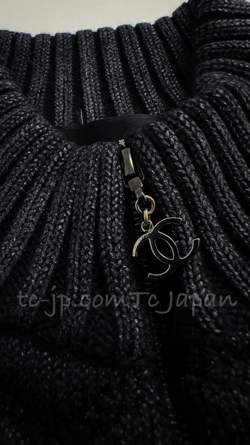 CHANEL 09A Black Quilted Wool Jacket Cardigan Blouson 38 シャネル ブラック キルト ウール ジャケット カーディガン ブルゾン 即発