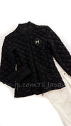 CHANEL 09A Black Quilted Wool Jacket Cardigan Blouson 38 シャネル ブラック キルト ウール ジャケット カーディガン ブルゾン 即発