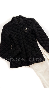 CHANEL 09A Black Quilted Wool Jacket Cardigan Blouson 38 シャネル ブラック キルト ウール ジャケット カーディガン ブルゾン 即発
