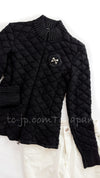 CHANEL 09A Black Quilted Wool Jacket Cardigan Blouson 38 シャネル ブラック キルト ウール ジャケット カーディガン ブルゾン 即発