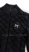 CHANEL 09A Black Quilted Wool Jacket Cardigan Blouson 38 シャネル ブラック キルト ウール ジャケット カーディガン ブルゾン 即発