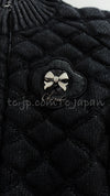CHANEL 09A Black Quilted Wool Jacket Cardigan Blouson 38 シャネル ブラック キルト ウール ジャケット カーディガン ブルゾン 即発