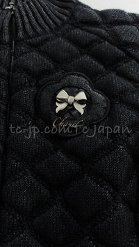CHANEL 09A Black Quilted Wool Jacket Cardigan Blouson 38 シャネル ブラック キルト ウール ジャケット カーディガン ブルゾン 即発