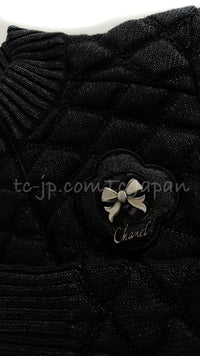 CHANEL 09A Black Quilted Wool Jacket Cardigan Blouson 38 シャネル ブラック キルト ウール ジャケット カーディガン ブルゾン 即発
