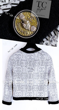 CHANEL 08S White Black CC Logo Sequins Cashmere Cardigan Emma Watson 36 シャネル ホワイト ブラック CC ロゴ スパンコール カシミア カーディガン 即発