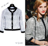 CHANEL 08S White Black CC Logo Sequins Cashmere Cardigan Emma Watson 36 シャネル ホワイト ブラック CC ロゴ スパンコール カシミア カーディガン 即発