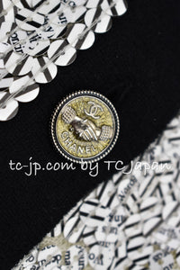 CHANEL 08S White Black CC Logo Sequins Cashmere Cardigan 38 シャネル ホワイト ブラック CC ロゴ スパンコール カシミア カーディガン 即発