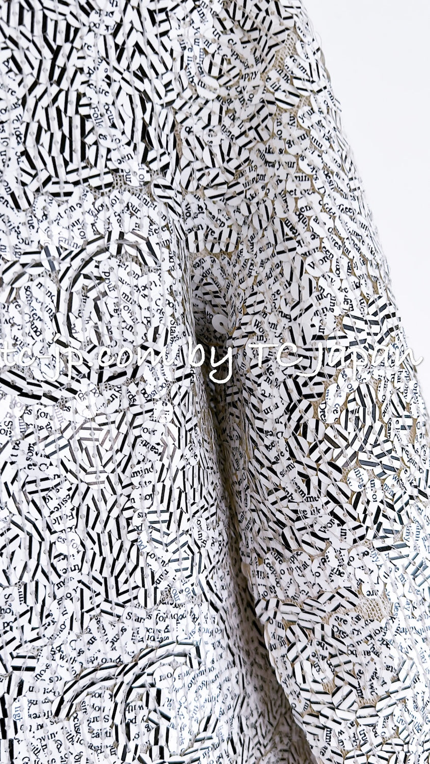 CHANEL 08S White Black CC Logo Sequins Cashmere Cardigan 38 シャネル ホワイト ブラック CC ロゴ スパンコール カシミア カーディガン 即発