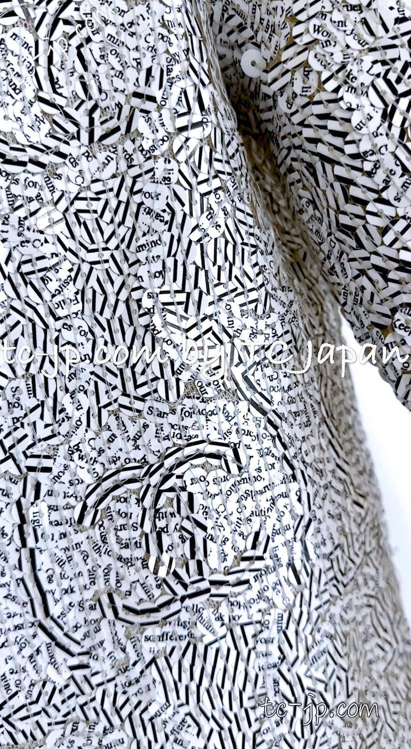 CHANEL 08S White Black CC Logo Sequins Cashmere Cardigan 38 シャネル ホワイト ブラック CC ロゴ スパンコール カシミア カーディガン 即発