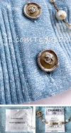 CHANEL 13C Baby Blue Cashmere Linen Super Soft Knit Cardigan 34 シャネル ベビー ブルー カシミア リネン ふんわり柔らか ニット カーディガン 即発