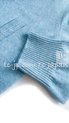 CHANEL 13C Baby Blue Cashmere Linen Super Soft Knit Cardigan 34 シャネル ベビー ブルー カシミア リネン ふんわり柔らか ニット カーディガン 即発