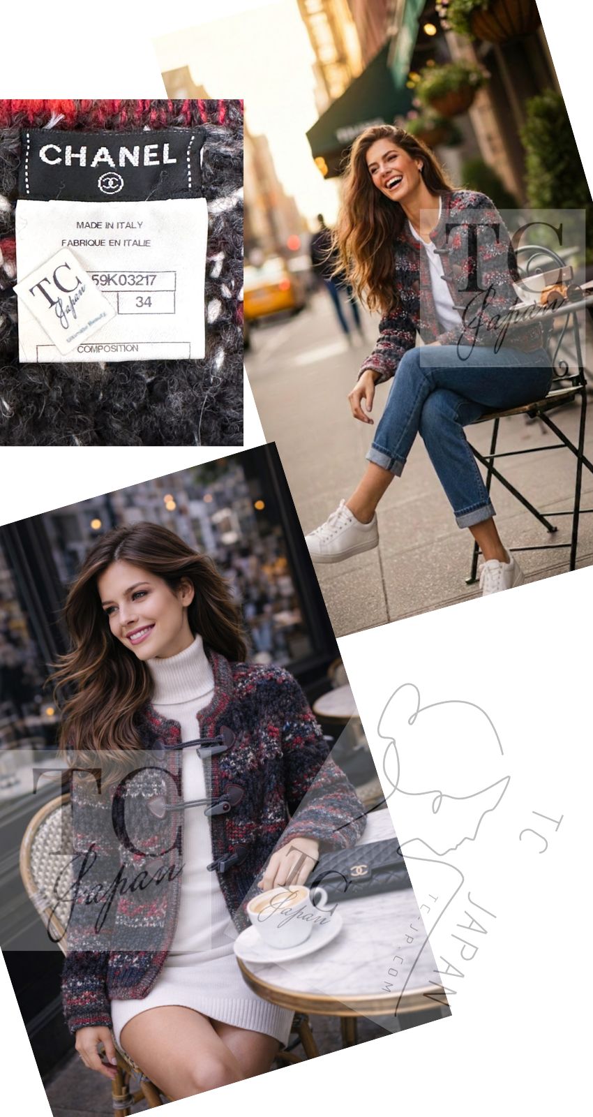 CHANEL 11A Charcoal Red Wool Cashmere Alpaca Knit Cardigan 36 38 シャネル チャコール レッド ウール カシミア アルパカ カーディガン 即発