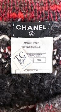 CHANEL 11A Charcoal Red Wool Cashmere Alpaca Knit Cardigan 36 38 シャネル チャコール レッド ウール カシミア アルパカ カーディガン 即発