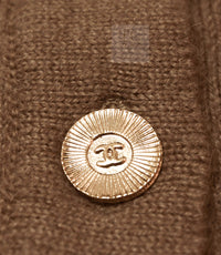 CHANEL 89A Brown Camel Hair CC Gold Button Knit Cardigan 38 40 シャネル キャメル ベージュ CC ゴールド ココボタン ニット カーディガン 即発