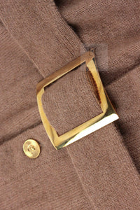 CHANEL 89A Brown Camel Hair CC Gold Button Knit Cardigan 38 40 シャネル キャメル ベージュ CC ゴールド ココボタン ニット カーディガン 即発