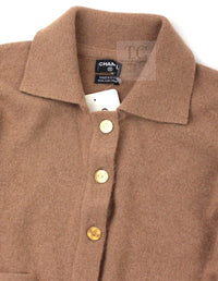 CHANEL 89A Brown Camel Hair CC Gold Button Knit Cardigan 38 40 シャネル キャメル ベージュ CC ゴールド ココボタン ニット カーディガン 即発