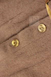 CHANEL 89A Brown Camel Hair CC Gold Button Knit Cardigan 38 40 シャネル キャメル ベージュ CC ゴールド ココボタン ニット カーディガン 即発
