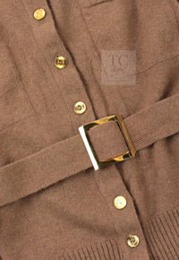 CHANEL 89A Brown Camel Hair CC Gold Button Knit Cardigan 38 40 シャネル キャメル ベージュ CC ゴールド ココボタン ニット カーディガン 即発