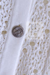 CHANEL 12S White Cotton Eye-let V-Neck Knit Cardigan 38 シャネル ホワイト コットン アイレット Vネック ニット カーディガン 即発