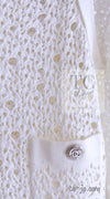 CHANEL 12S White Cotton Eye-let V-Neck Knit Cardigan 38 シャネル ホワイト コットン アイレット Vネック ニット カーディガン 即発