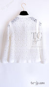 CHANEL 12S White Cotton Eye-let V-Neck Knit Cardigan 38 シャネル ホワイト コットン アイレット Vネック ニット カーディガン 即発