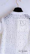 CHANEL 12S White Cotton Eye-let V-Neck Knit Cardigan 38 シャネル ホワイト コットン アイレット Vネック ニット カーディガン 即発