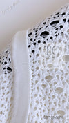 CHANEL 12S White Cotton Eye-let V-Neck Knit Cardigan 38 シャネル ホワイト コットン アイレット Vネック ニット カーディガン 即発