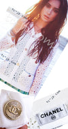 CHANEL 12S White Cotton Eye-let V-Neck Knit Cardigan 38 シャネル ホワイト コットン アイレット Vネック ニット カーディガン 即発