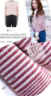 CHANEL 15S Red Stripe Knit Cardigan 42 シャネル レッド ストライプ ニット カーディガン 即発