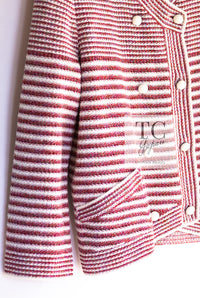 CHANEL 15S Red Stripe Knit Cardigan 42 シャネル レッド ストライプ ニット カーディガン 即発