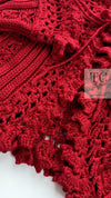 CHANEL 04S Red Crochet Frilled Knit Cardigan 34 38 40 シャネル レッド クロシェ フリル ニット カーディガン 即発