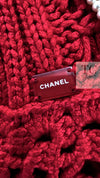 CHANEL 04S Red Crochet Frilled Knit Cardigan 34 38 40 シャネル レッド クロシェ フリル ニット カーディガン 即発